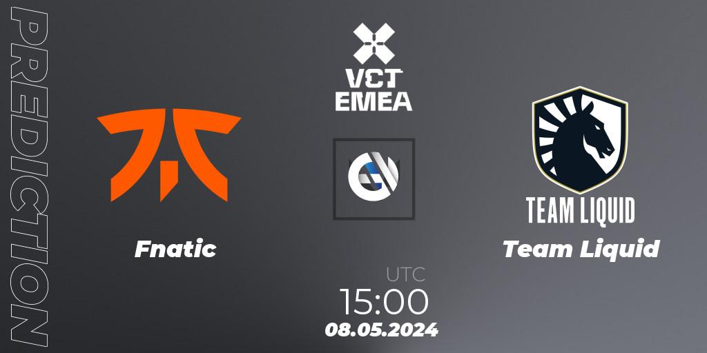 Prognose für das Spiel Fnatic VS Team Liquid. 08.05.2024 at 15:00. VALORANT - VCT 2024: EMEA Stage 1