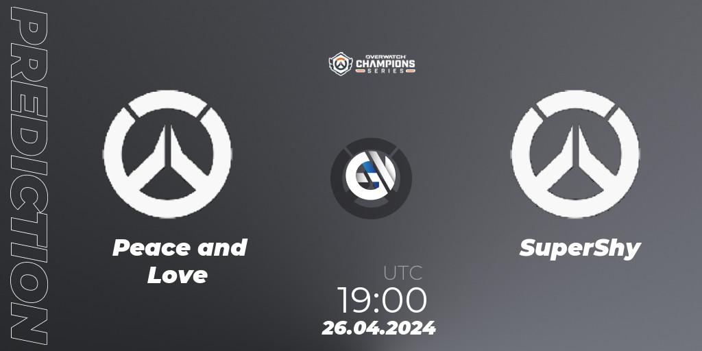 Prognose für das Spiel Peace and Love VS SuperShy. 26.04.2024 at 19:00. Overwatch - Overwatch Champions Series 2024 - EMEA Stage 2 Main Event