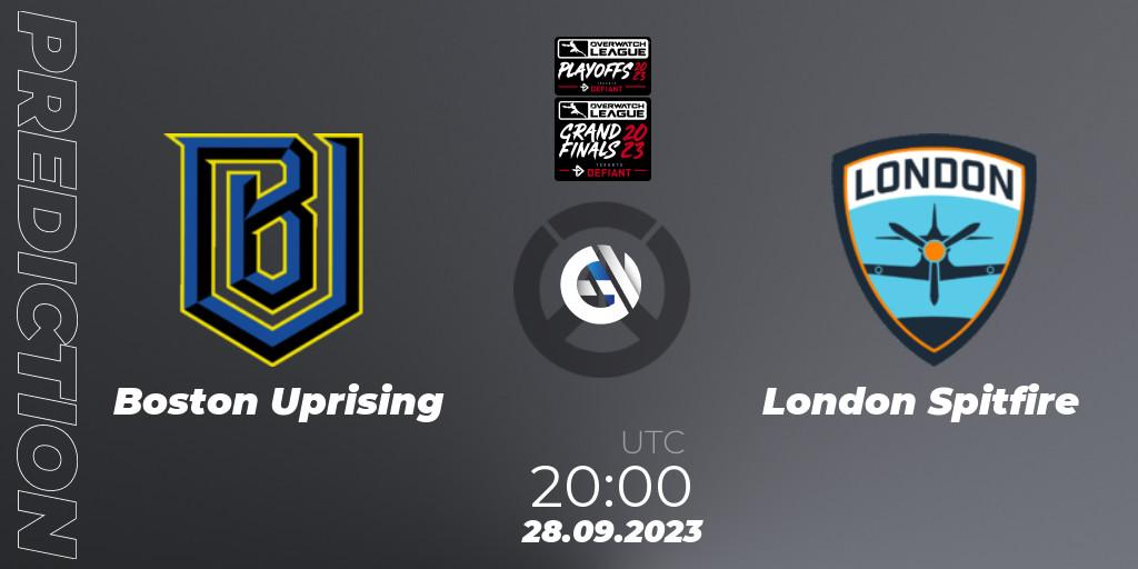 Prognose für das Spiel Boston Uprising VS London Spitfire. 28.09.23. Overwatch - Overwatch League 2023 - Playoffs