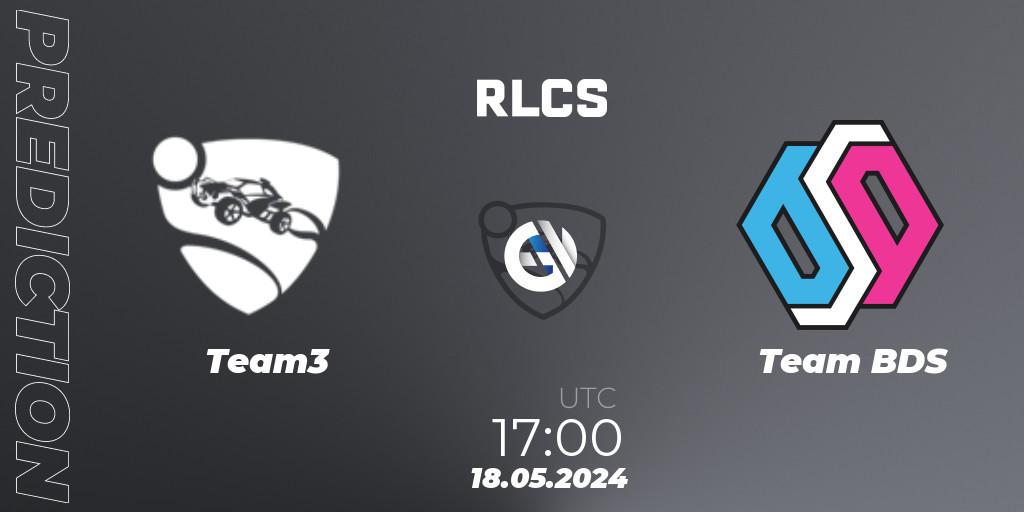 Prognose für das Spiel Team3 VS Team BDS. 18.05.2024 at 16:45. Rocket League - RLCS 2024 - Major 2: EU Open Qualifier 5