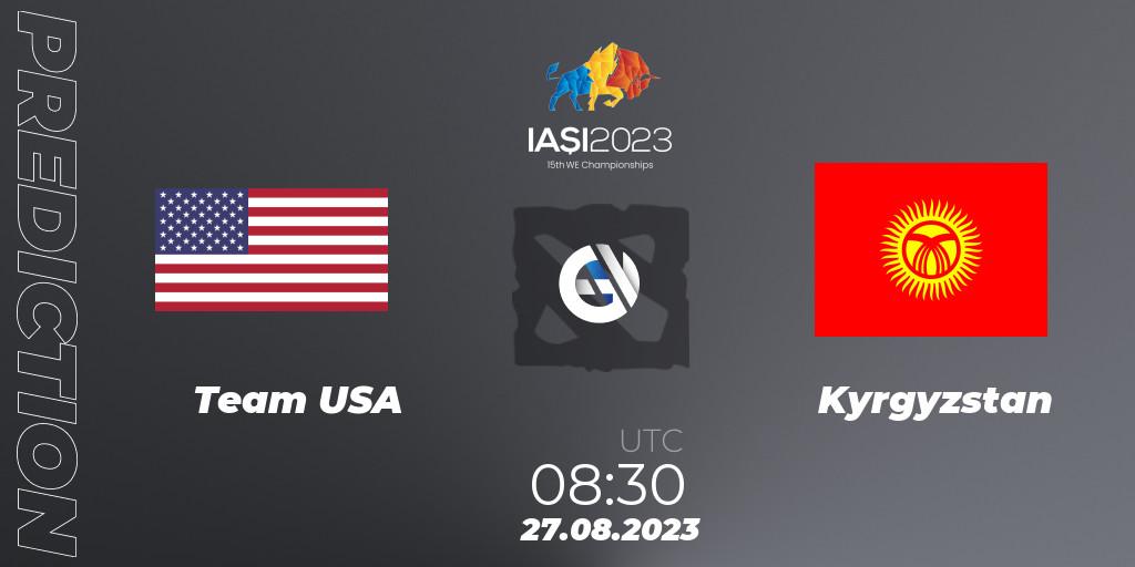 Prognose für das Spiel Team USA VS Kyrgyzstan. 27.08.23. Dota 2 - IESF World Championship 2023