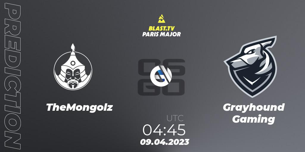 Prognose für das Spiel TheMongolz VS Grayhound Gaming. 09.04.23. CS2 (CS:GO) - BLAST.tv Paris Major 2023 Asia-Pacific RMR