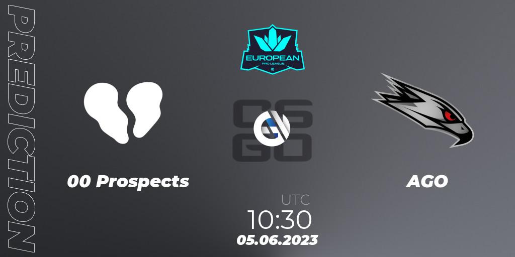 Prognose für das Spiel 00 Prospects VS AGO. 05.06.23. CS2 (CS:GO) - European Pro League Season 8