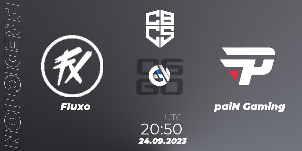 Prognose für das Spiel Fluxo VS paiN Gaming. 24.09.2023 at 19:50. Counter-Strike (CS2) - CBCS 2023 Season 2