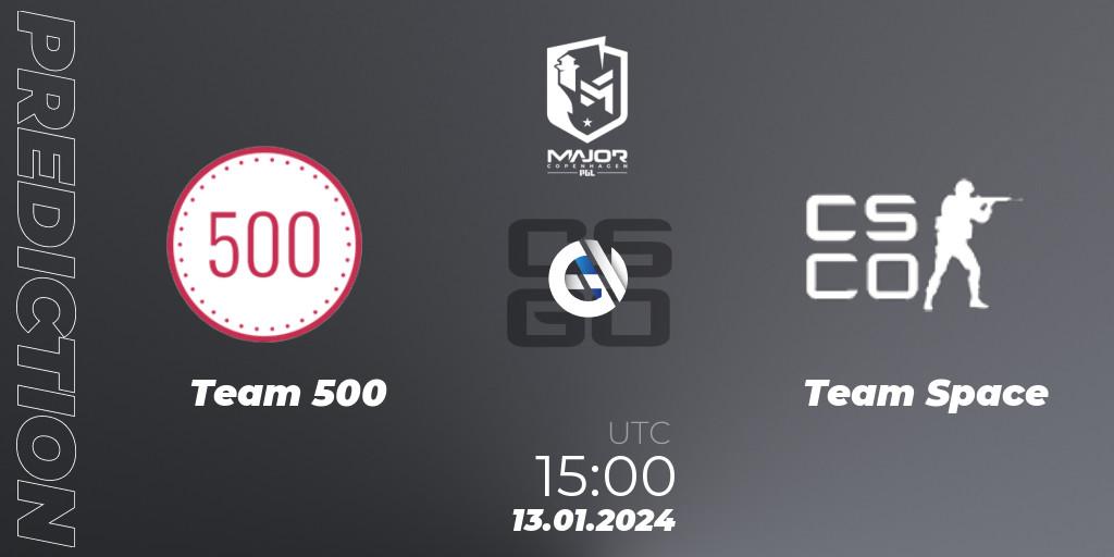 Prognose für das Spiel Team 500 VS Team Space. 13.01.24. CS2 (CS:GO) - PGL CS2 Major Copenhagen 2024 Europe RMR Open Qualifier 3