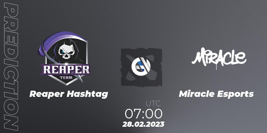 Prognose für das Spiel Reaper Hashtag VS Miracle Esports. 28.02.2023 at 07:14. Dota 2 - GGWP Dragon Series 1