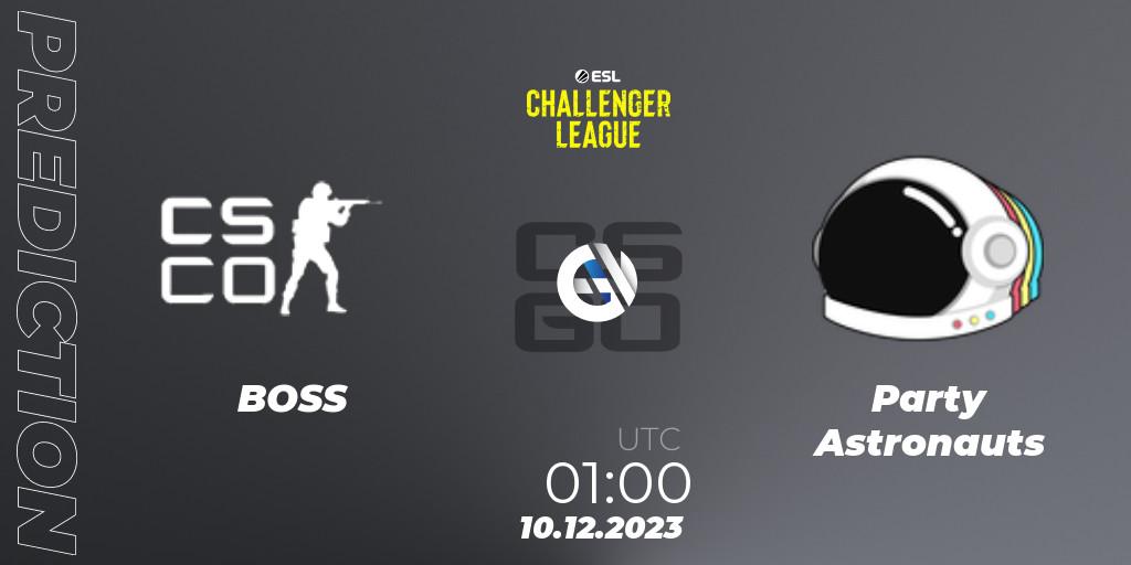 Prognose für das Spiel BOSS VS Party Astronauts. 10.12.2023 at 01:00. Counter-Strike (CS2) - ESL Challenger League Season 46: North America