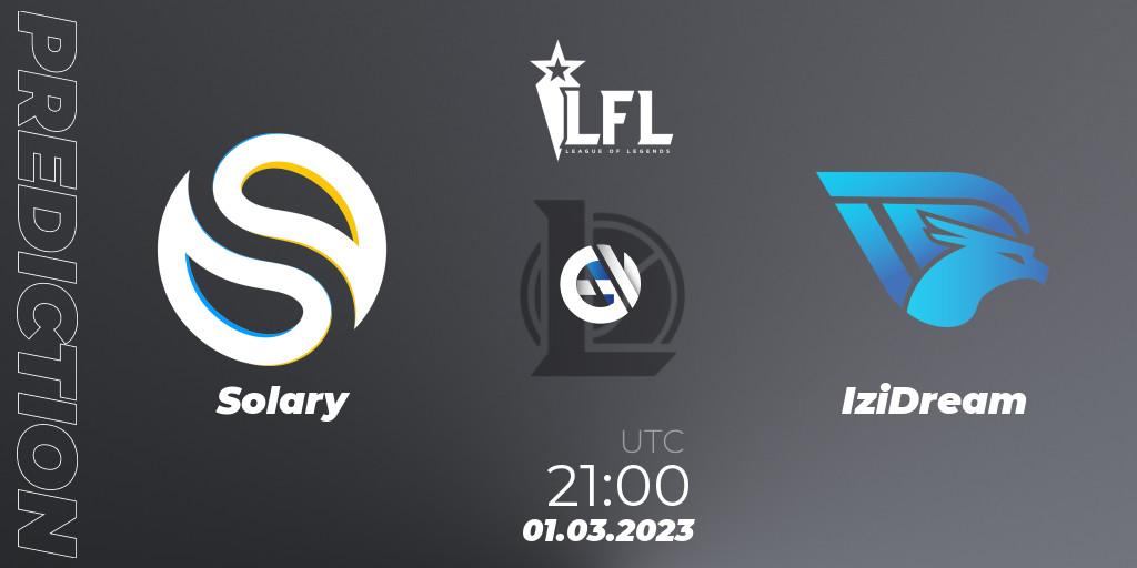 Prognose für das Spiel Solary VS IziDream. 01.03.2023 at 21:30. LoL - LFL Spring 2023 - Group Stage