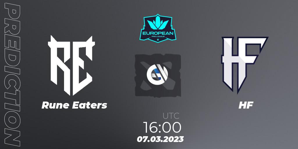 Prognose für das Spiel Rune Eaters VS HF. 07.03.23. Dota 2 - European Pro League Season 7