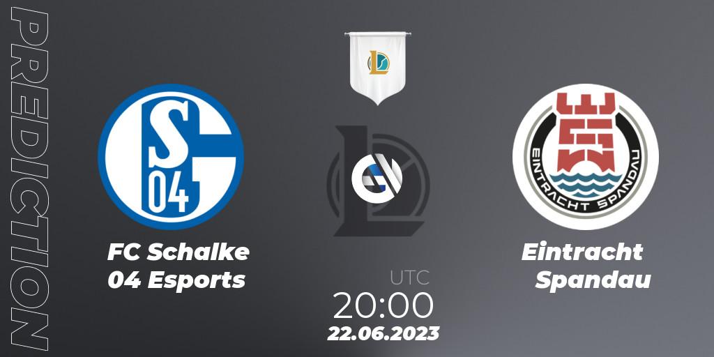 Prognose für das Spiel FC Schalke 04 Esports VS Eintracht Spandau. 22.06.23. LoL - Prime League Summer 2023 - Group Stage