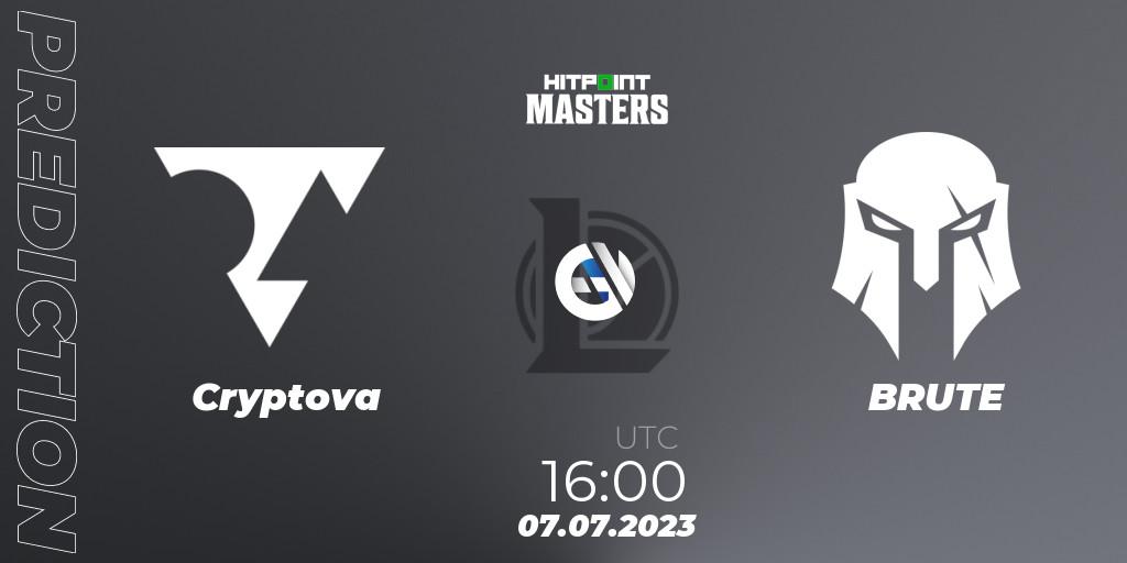 Prognose für das Spiel Cryptova VS BRUTE. 07.07.23. LoL - Hitpoint Masters Summer 2023 - Group Stage