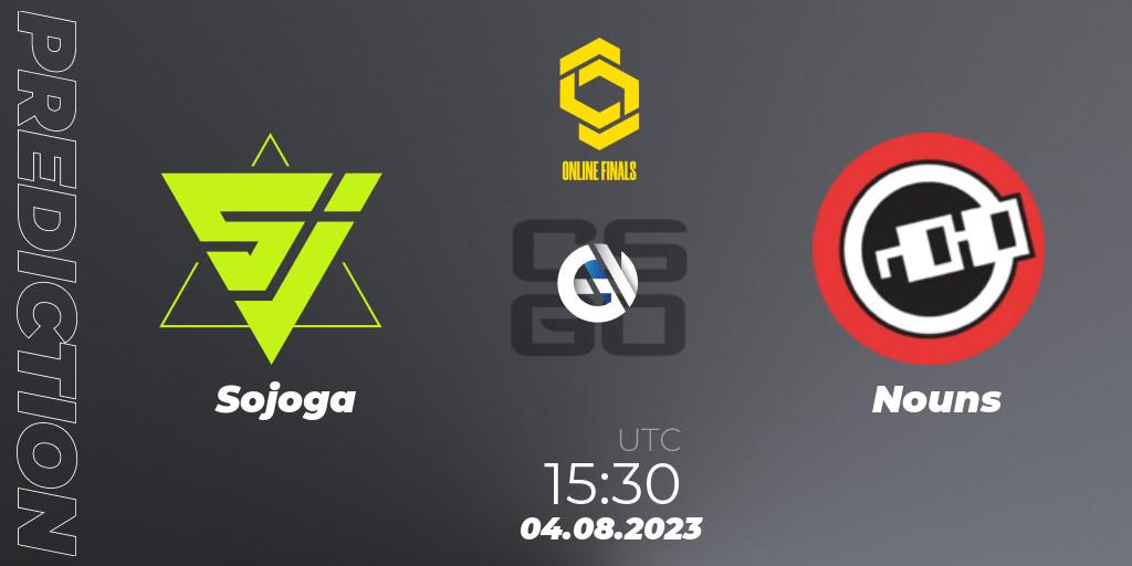 Prognose für das Spiel Sojoga VS Nouns. 04.08.2023 at 16:45. Counter-Strike (CS2) - CCT 2023 Online Finals 2
