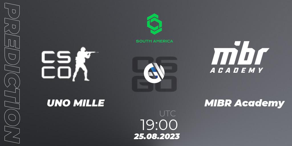 Prognose für das Spiel UNO MILLE VS MIBR Academy. 25.08.2023 at 19:00. Counter-Strike (CS2) - CCT South America Series #10