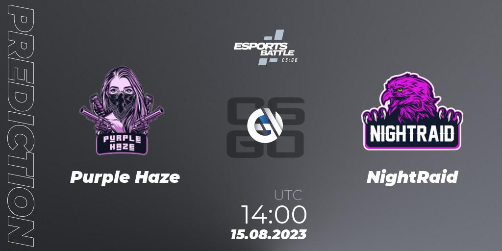 Prognose für das Spiel Purple Haze VS NightRaid. 15.08.23. CS2 (CS:GO) - ESportsBattle Season 27