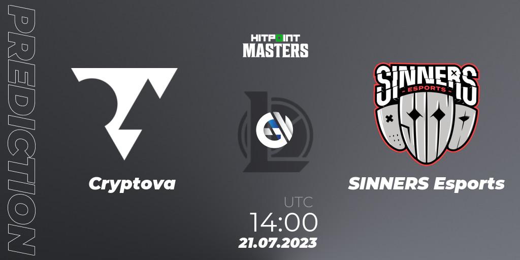 Prognose für das Spiel Cryptova VS SINNERS Esports. 27.06.2023 at 14:00. LoL - Hitpoint Masters Summer 2023 - Group Stage