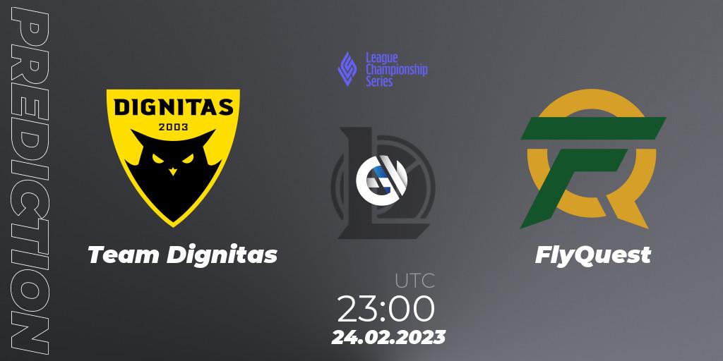 Prognose für das Spiel Team Dignitas VS FlyQuest. 25.02.23. LoL - LCS Spring 2023 - Group Stage