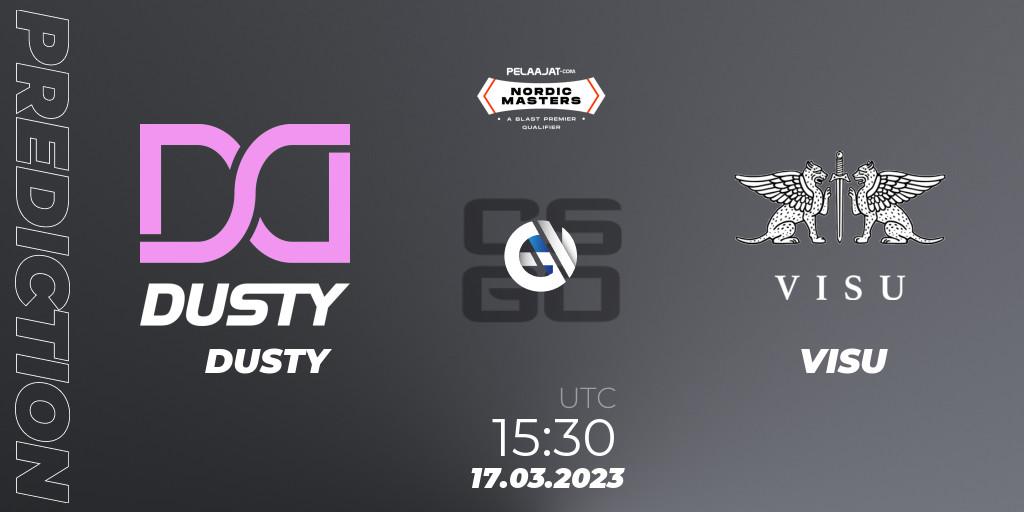 Prognose für das Spiel DUSTY VS VISU. 17.03.2023 at 15:30. Counter-Strike (CS2) - Pelaajat Nordic Masters Spring 2023 - BLAST Premier Qualifier