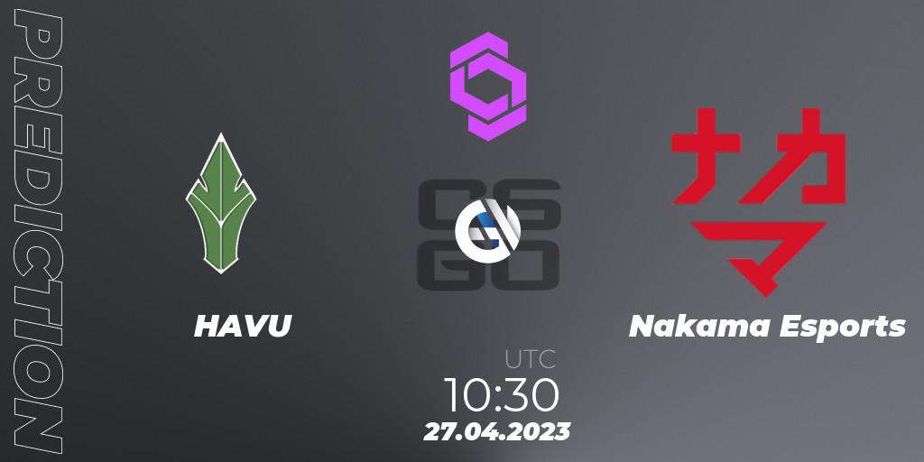 Prognose für das Spiel HAVU VS Nakama Esports. 27.04.23. CS2 (CS:GO) - CCT West Europe Series #3