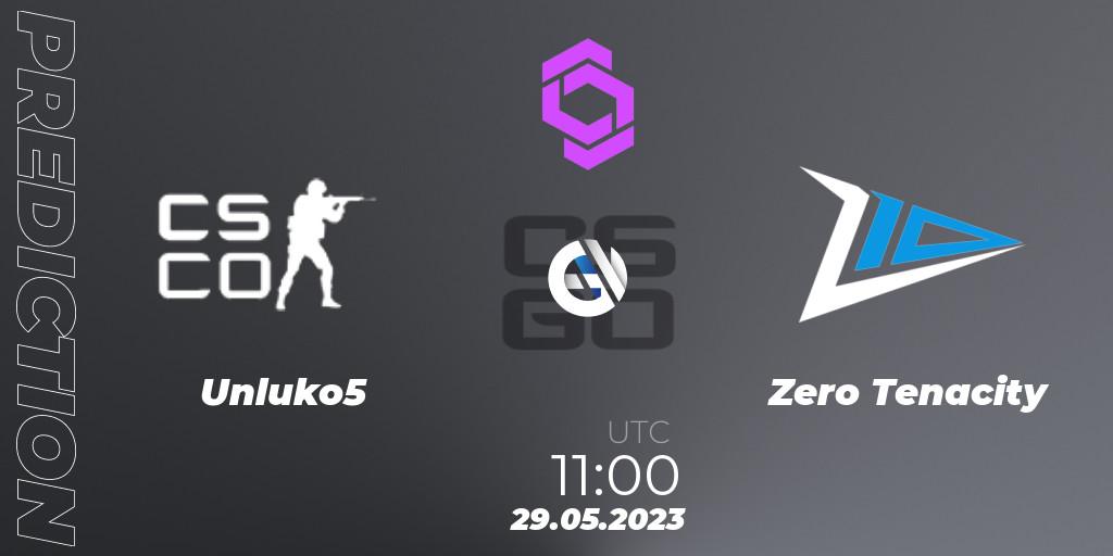 Prognose für das Spiel Unluko5 VS Zero Tenacity. 29.05.2023 at 12:00. Counter-Strike (CS2) - CCT West Europe Series 4