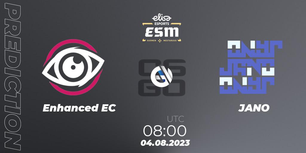 Prognose für das Spiel Enhanced EC VS JANO. 04.08.23. CS2 (CS:GO) - Elisa Esports eSM 2023