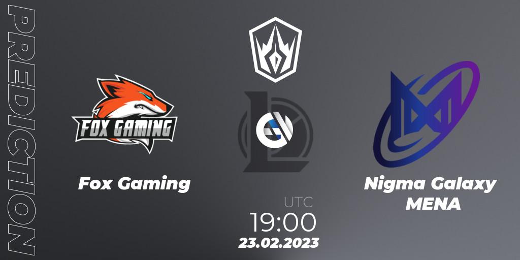 Prognose für das Spiel Fox Gaming VS Nigma Galaxy MENA. 23.02.23. LoL - Arabian League Spring 2023