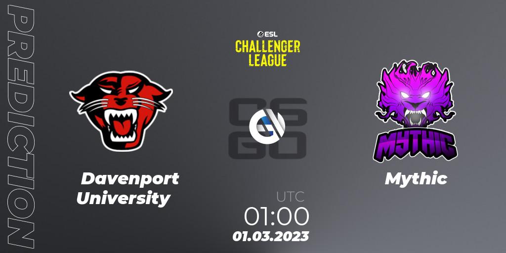 Prognose für das Spiel Davenport University VS Mythic. 27.02.23. CS2 (CS:GO) - ESL Challenger League Season 44: North America