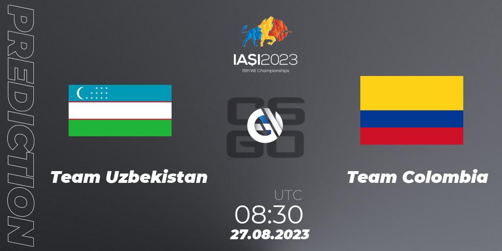 Prognose für das Spiel Team Uzbekistan VS Team Colombia. 27.08.23. CS2 (CS:GO) - IESF World Esports Championship 2023