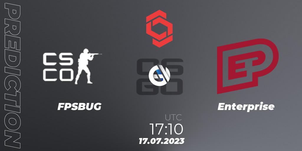 Prognose für das Spiel FPSBUG VS Enterprise. 17.07.2023 at 17:10. Counter-Strike (CS2) - CCT Central Europe Series #7: Closed Qualifier