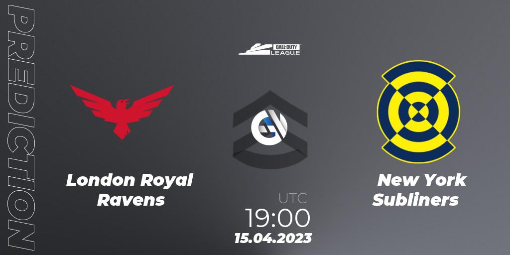 Prognose für das Spiel London Royal Ravens VS New York Subliners. 15.04.2023 at 19:00. Call of Duty - Call of Duty League 2023: Stage 4 Major Qualifiers
