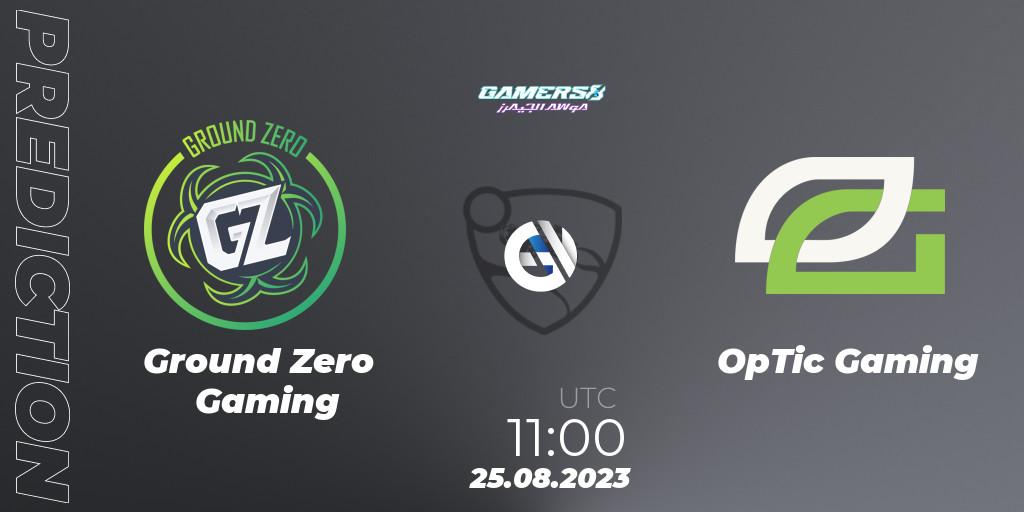 Prognose für das Spiel Ground Zero Gaming VS OpTic Gaming. 25.08.2023 at 11:00. Rocket League - Gamers8 2023