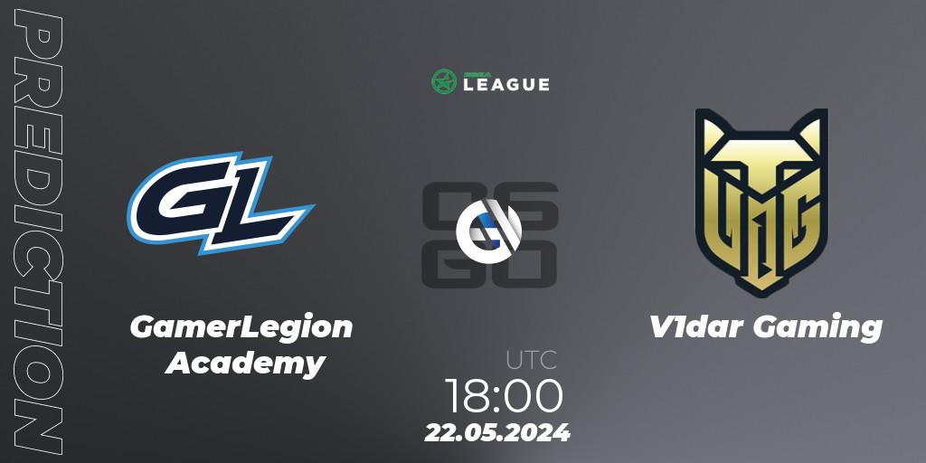 Prognose für das Spiel GamerLegion Academy VS V1dar Gaming. 22.05.2024 at 18:00. Counter-Strike (CS2) - ESEA Season 49: Advanced Division - Europe