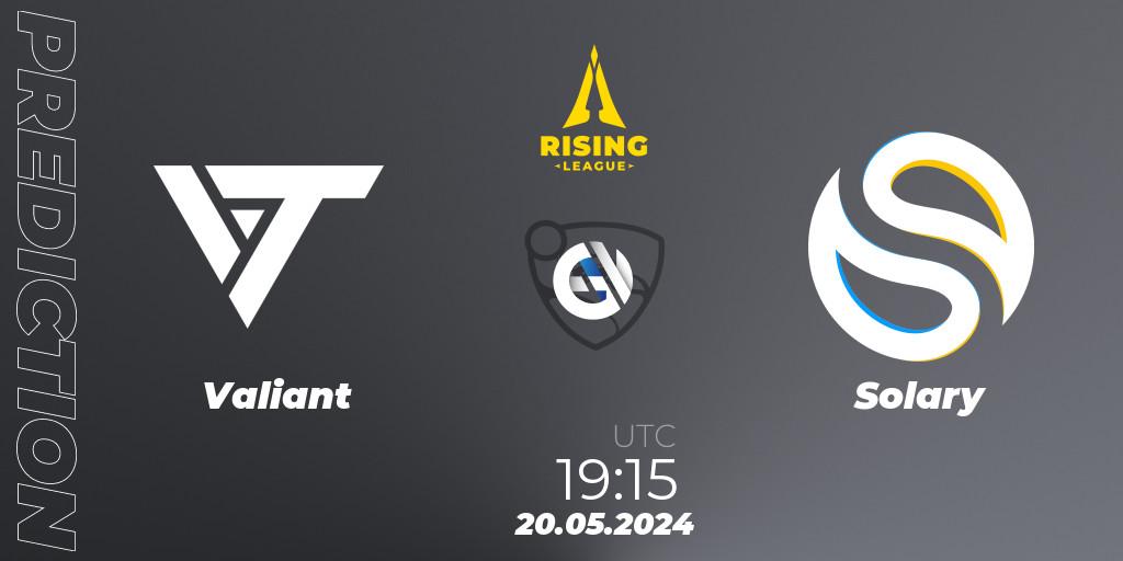 Prognose für das Spiel Valiant VS Solary. 20.05.2024 at 19:15. Rocket League - Rising League 2024 — Split 1 — Main Event