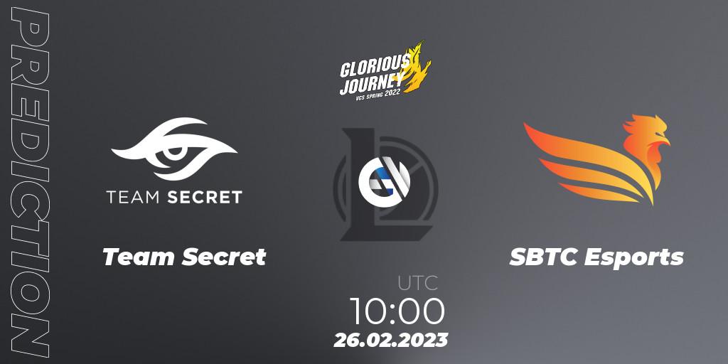 Prognose für das Spiel Team Secret VS SBTC Esports. 26.02.2023 at 10:00. LoL - VCS Spring 2023 - Group Stage