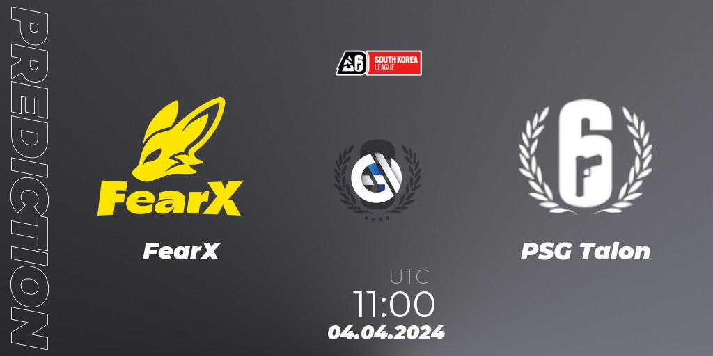 Prognose für das Spiel FearX VS PSG Talon. 05.04.24. Rainbow Six - South Korea League 2024 - Stage 1