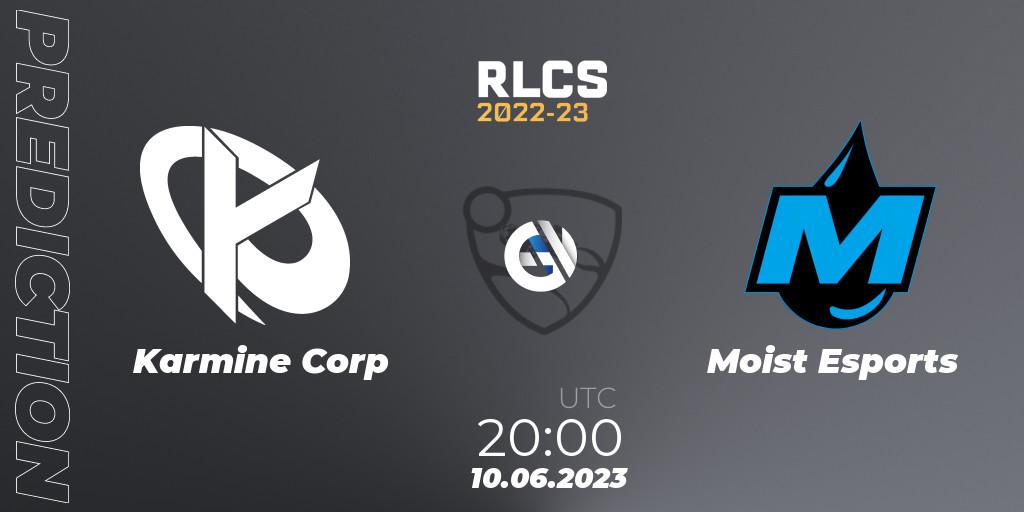 Prognose für das Spiel Karmine Corp VS Moist Esports. 10.06.23. Rocket League - RLCS 2022-23 - Spring: Europe Regional 3 - Spring Invitational