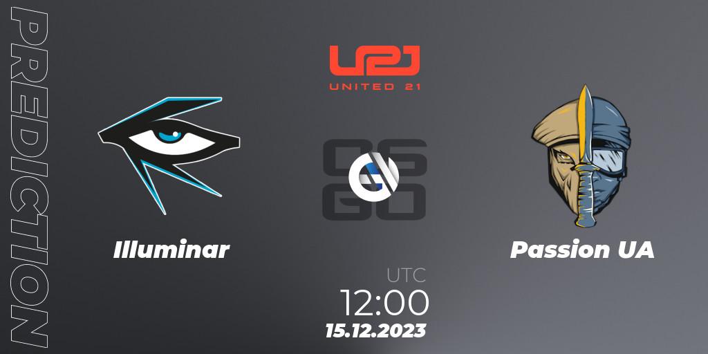 Prognose für das Spiel Illuminar VS Passion UA. 15.12.2023 at 12:00. Counter-Strike (CS2) - United21 Season 9