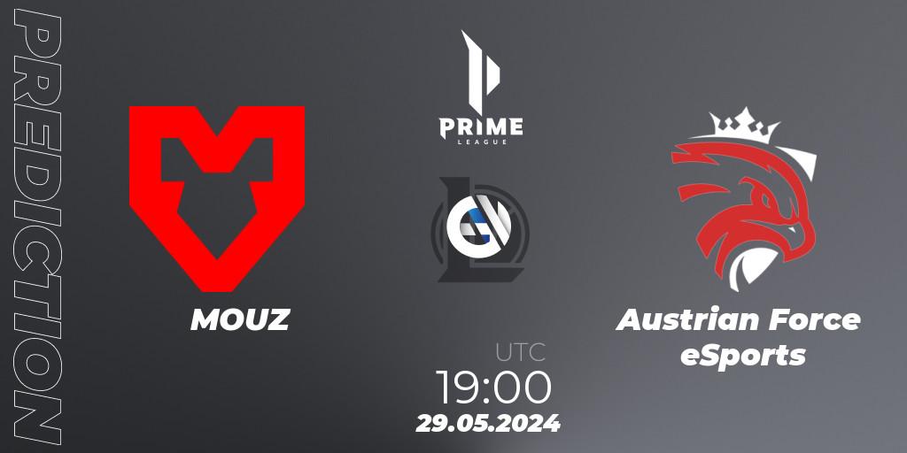 Prognose für das Spiel MOUZ VS Austrian Force eSports. 29.05.2024 at 19:00. LoL - Prime League Summer 2024