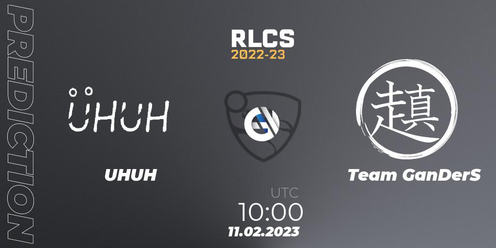 Prognose für das Spiel UHUH VS Team GanDerS. 11.02.2023 at 10:00. Rocket League - RLCS 2022-23 - Winter: Asia-Pacific Regional 2 - Winter Cup