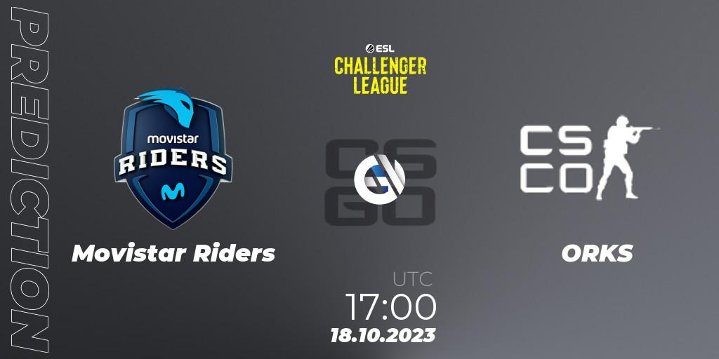 Prognose für das Spiel Movistar Riders VS ORKS. 18.10.2023 at 17:00. Counter-Strike (CS2) - ESL Challenger League Season 46: Europe