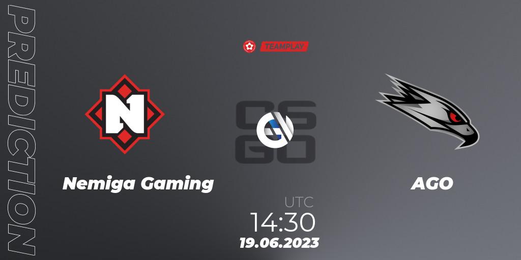 Prognose für das Spiel Nemiga Gaming VS AGO. 19.06.23. CS2 (CS:GO) - LEON x TEAMPLAY Season 1
