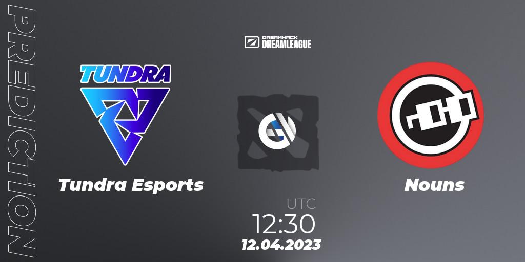 Prognose für das Spiel Tundra Esports VS Nouns. 12.04.2023 at 12:35. Dota 2 - DreamLeague Season 19 - Group Stage 1