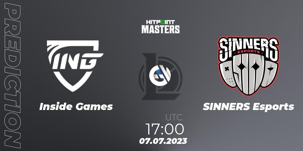 Prognose für das Spiel Inside Games VS SINNERS Esports. 07.07.23. LoL - Hitpoint Masters Summer 2023 - Group Stage