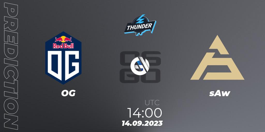 Prognose für das Spiel OG VS sAw. 14.09.2023 at 14:00. Counter-Strike (CS2) - Thunderpick World Championship 2023: European Series #2