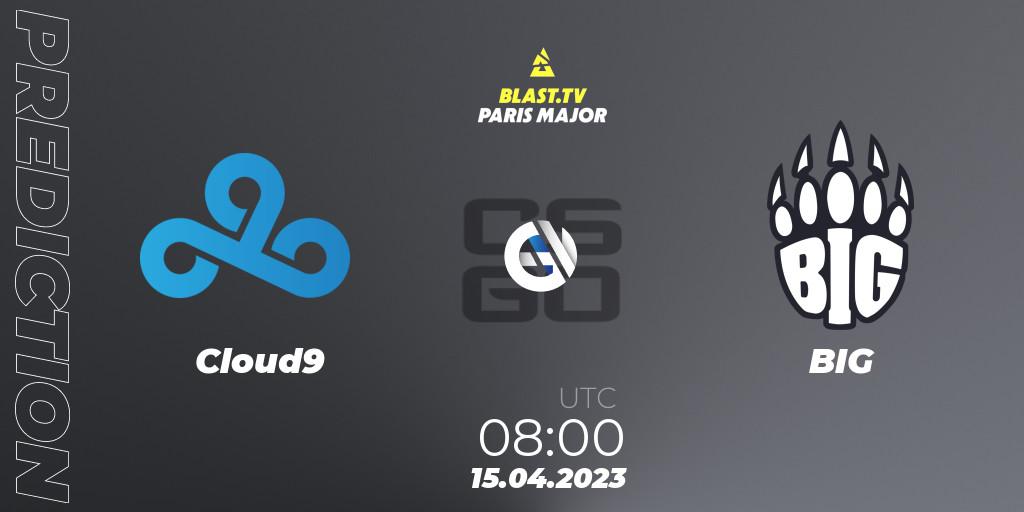 Prognose für das Spiel Cloud9 VS BIG. 15.04.2023 at 08:00. Counter-Strike (CS2) - BLAST.tv Paris Major 2023 Challengers Stage Europe Last Chance Qualifier