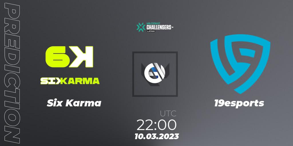 Prognose für das Spiel Six Karma VS 19esports. 10.03.2023 at 22:00. VALORANT - VALORANT Challengers 2023: LAN Split 1