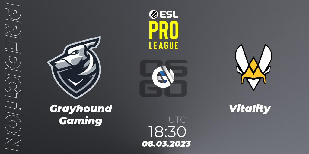 Prognose für das Spiel Grayhound Gaming VS Vitality. 08.03.23. CS2 (CS:GO) - ESL Pro League Season 17