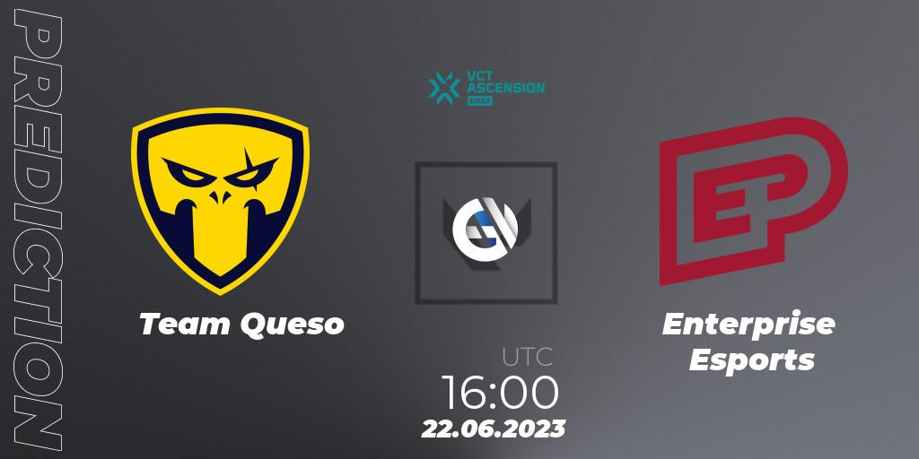 Prognose für das Spiel Team Queso VS Enterprise Esports. 22.06.23. VALORANT - VALORANT Challengers Ascension 2023: EMEA - Play-In