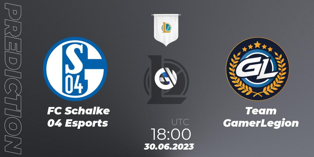 Prognose für das Spiel FC Schalke 04 Esports VS Team GamerLegion. 30.06.23. LoL - Prime League Summer 2023 - Group Stage