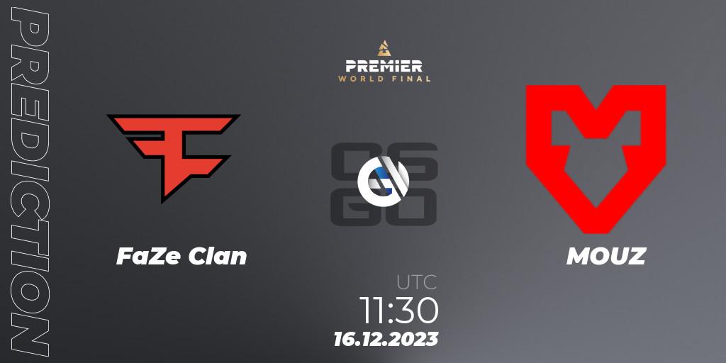 Prognose für das Spiel FaZe Clan VS MOUZ. 16.12.23. CS2 (CS:GO) - BLAST Premier World Final 2023
