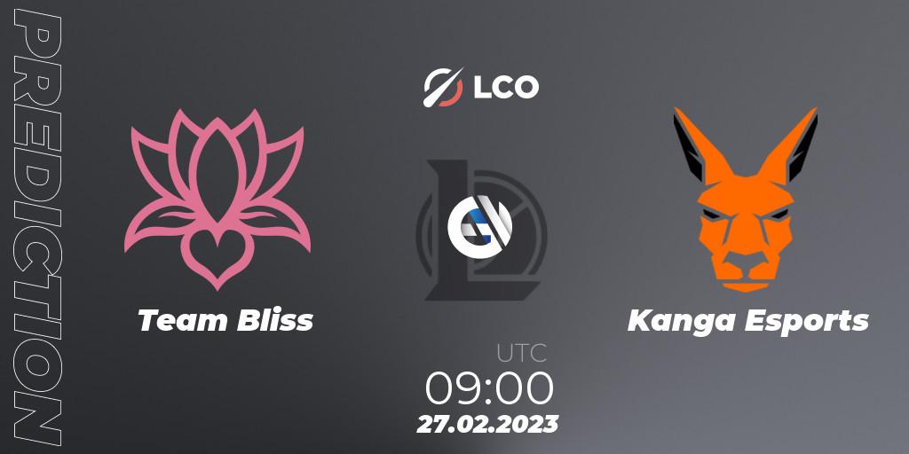 Prognose für das Spiel Team Bliss VS Kanga Esports. 27.02.23. LoL - LCO Split 1 2023 - Group Stage